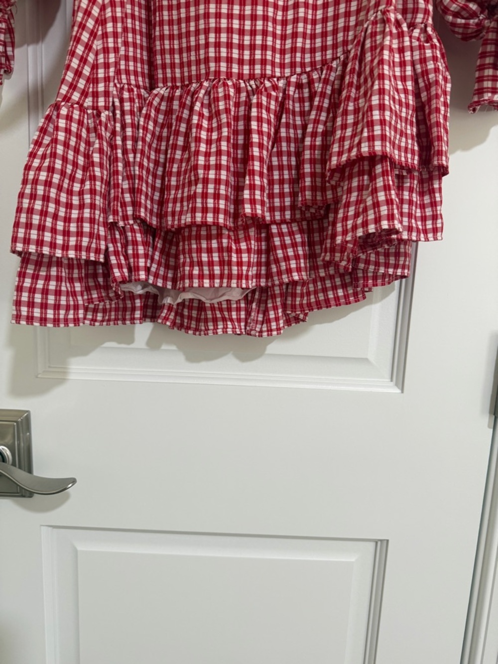 Anthropologie Maeve Gingham Bare Frill Mini Dress - Picture 8 of 14